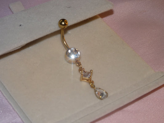 Gold Drop Belly Piercing Bar