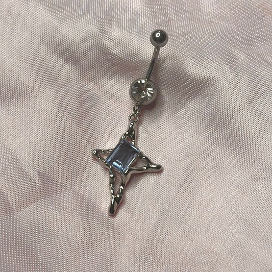 Star Belly Piercing Bar- Silver