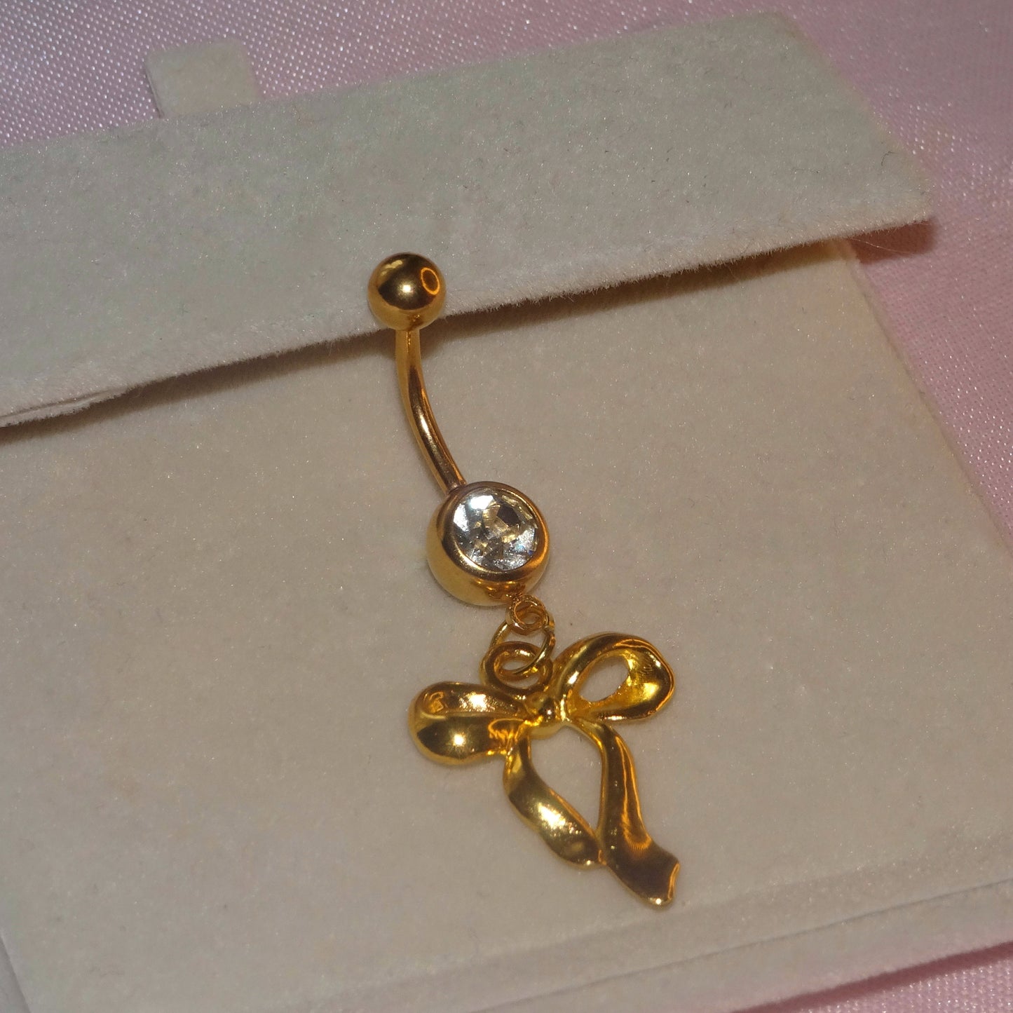 Gold Bow Belly Piercing Bar