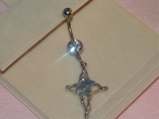 Star Belly Piercing Bar- Silver