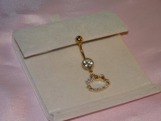 Gold Hello Kitty Belly Piercing Bar
