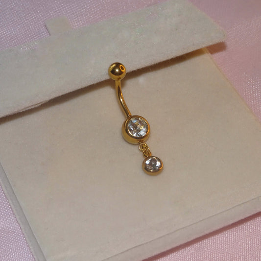 Gold Simple Dangle Belly Bar