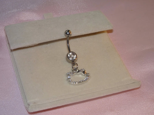 Silver Hello Kitty Belly Piercing Bar