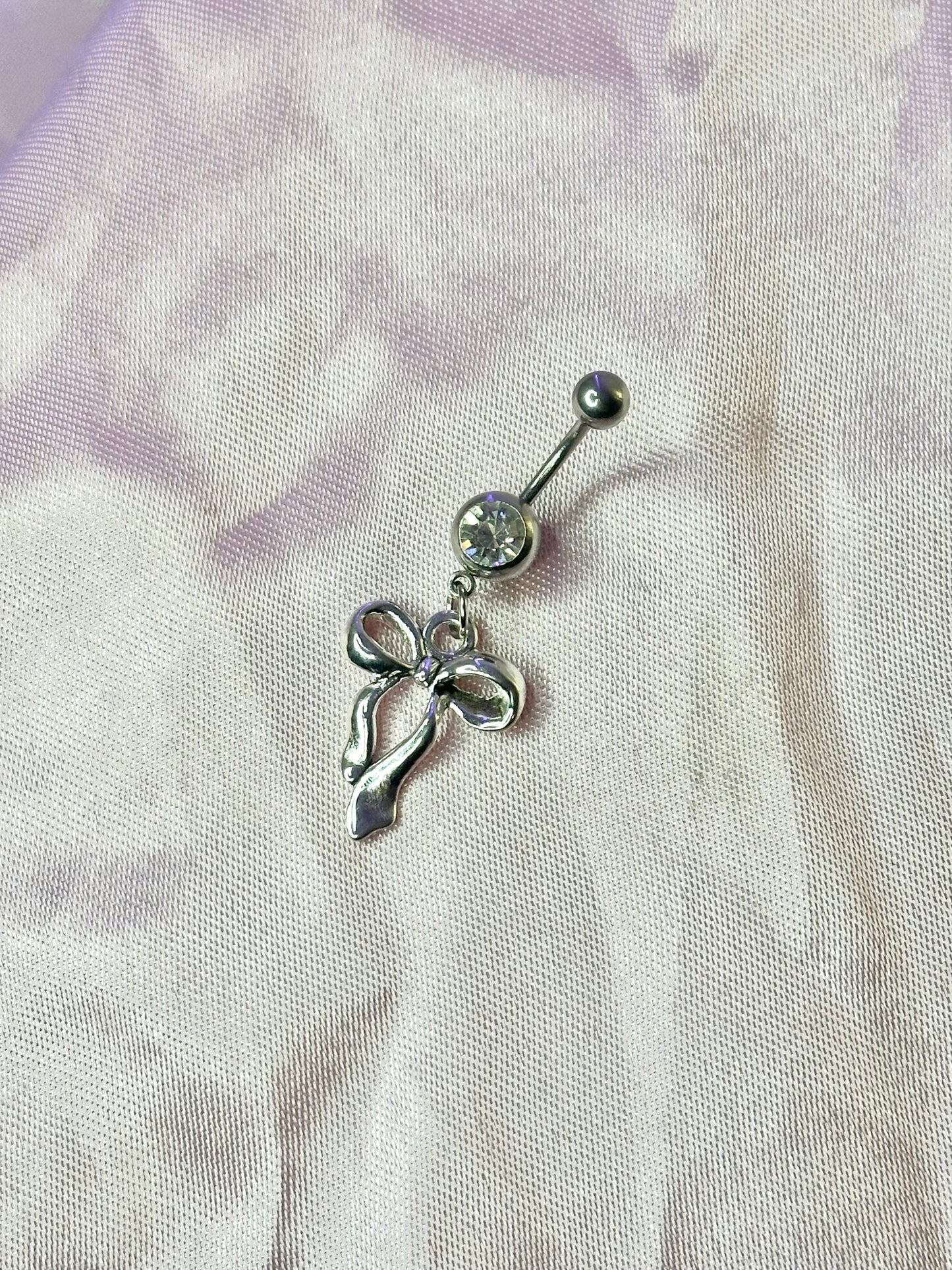 Silver Bow Belly Piercing Bar