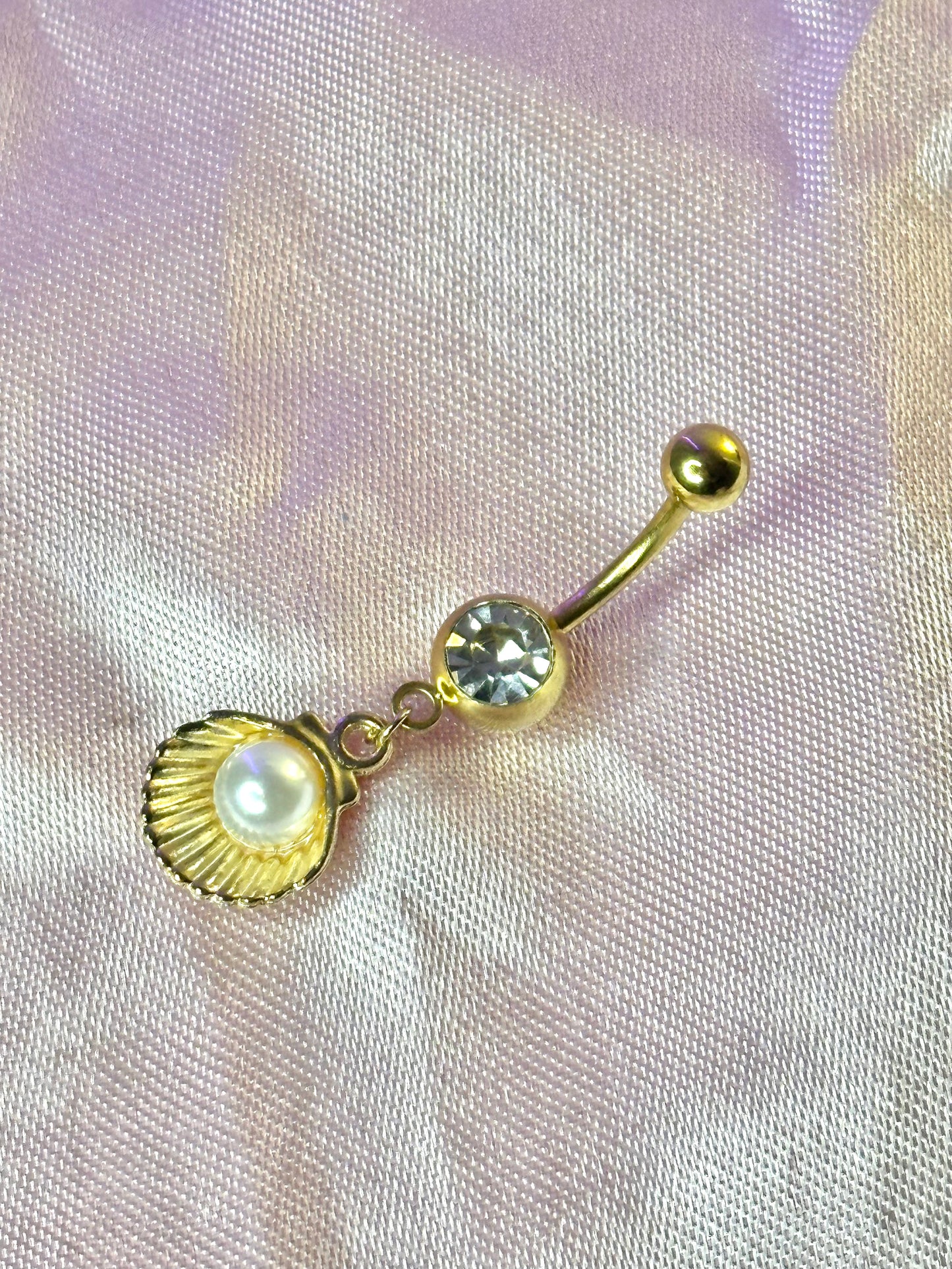 Gold Shell  Belly Piercing Bar
