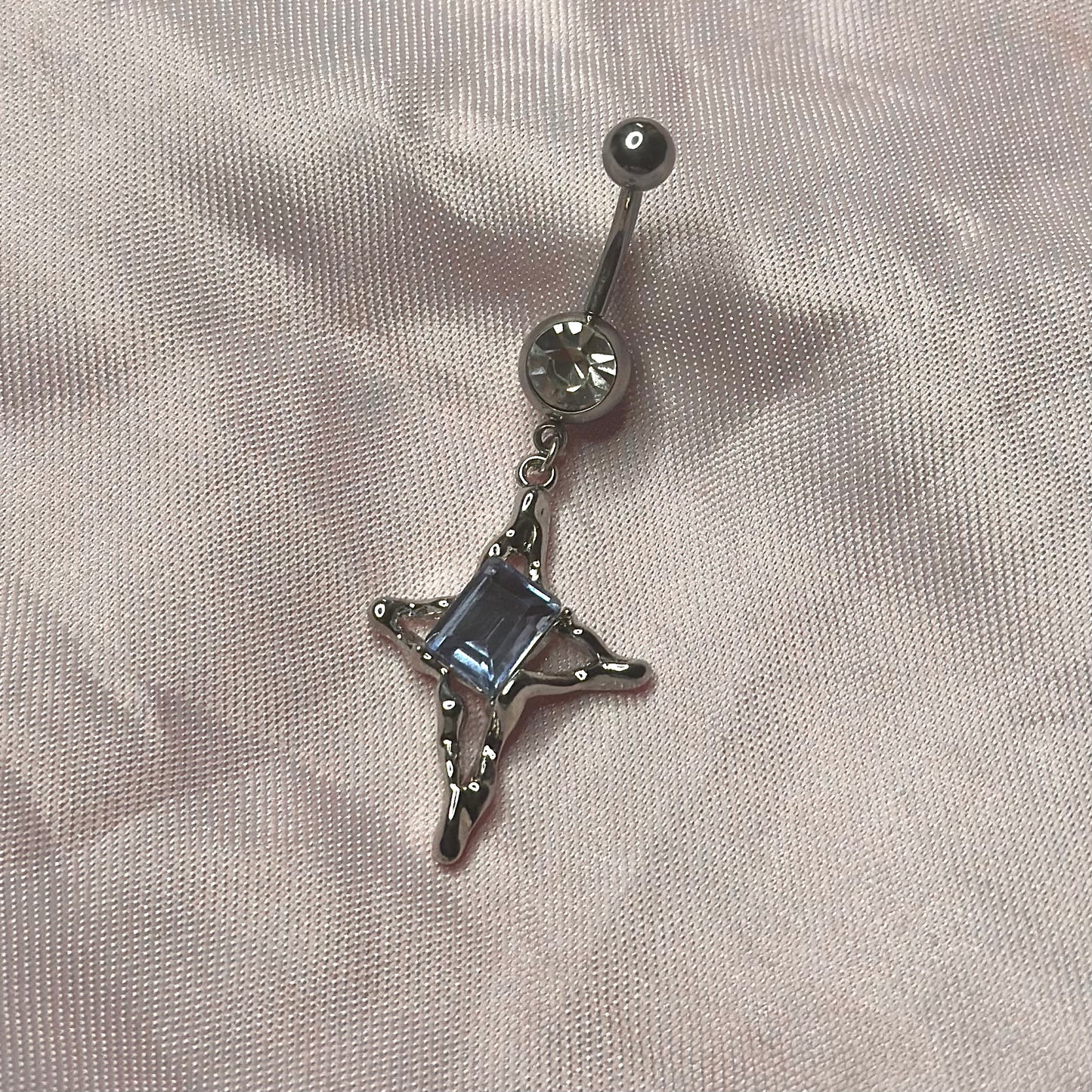 Star Belly Piercing Bar- Silver